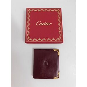 New‎ Cartier Vintage Bordeaux Burgundy Leather Mini Photo Case